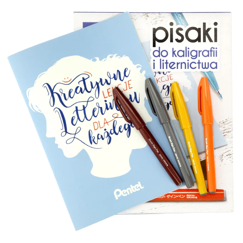 Zestaw do nauki kaligrafii i liternictwa Pentel Touch Brush Pen SET2 02