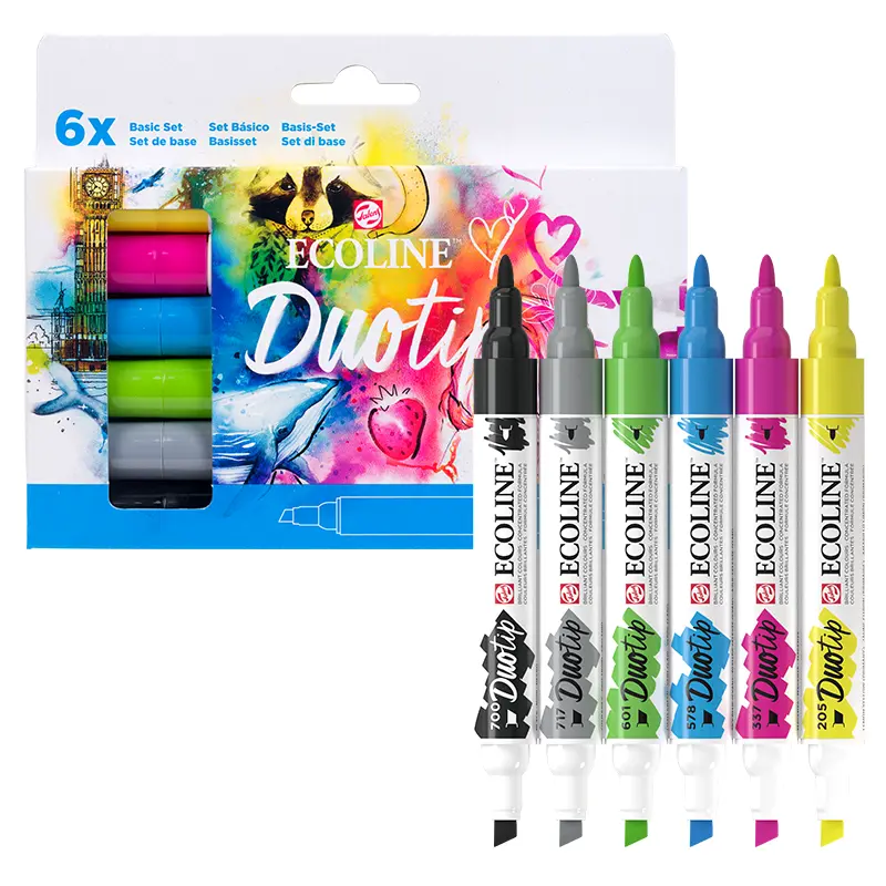 Markery wodne Ecoline Duotip zestaw 6 szt. Basic 01