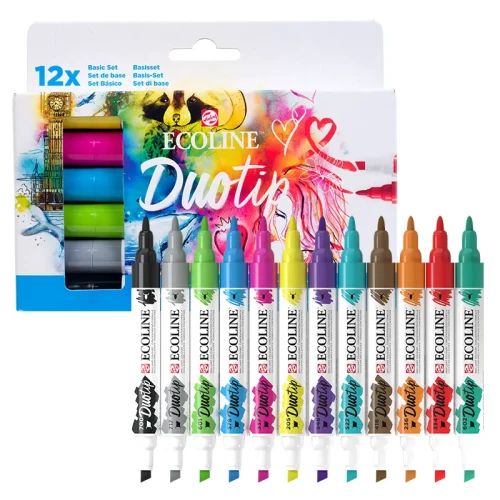 Markery wodne Ecoline Duotip zestaw 12 szt. Basic