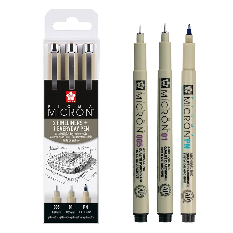 Cienkopisy Pigma Micron + PN Urban Sakura 3 szt 01