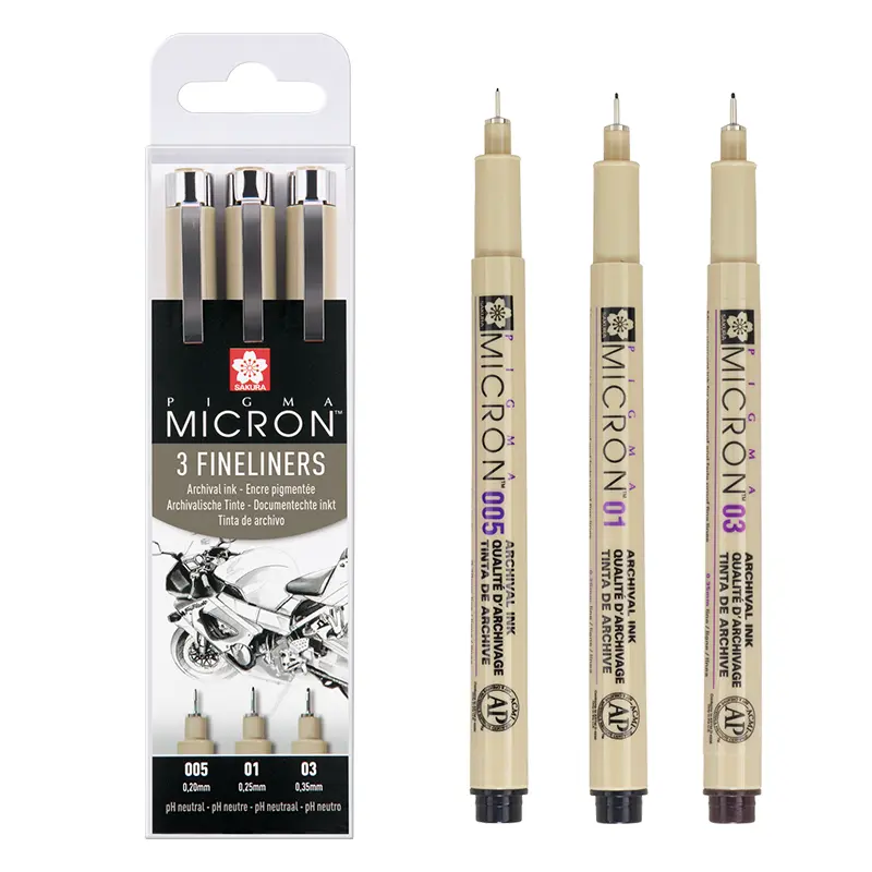 Cienkopisy Pigma Micron Sakura 3 szt. - 005, 01, 03 01