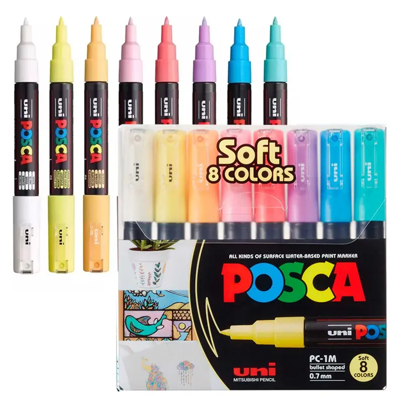 Markery POSCA PC-1M zestaw 8 szt Soft Colors