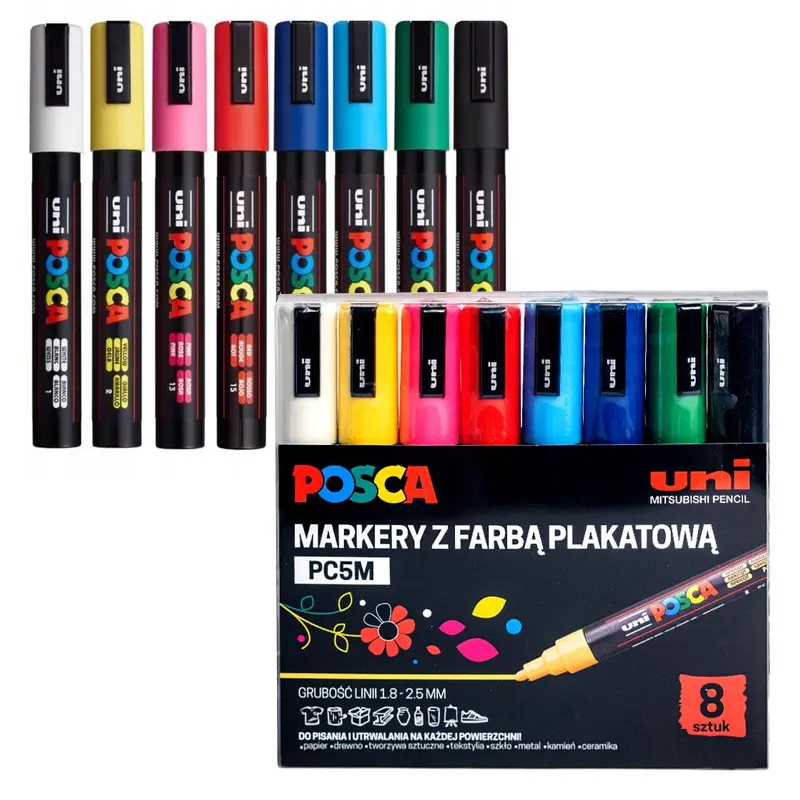 Zestaw markerów POSCA PC-5M 8 szt. - Basic