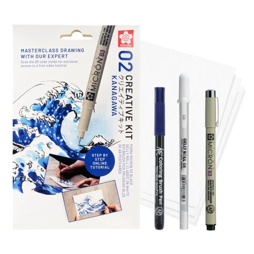 Zestaw artystyczny Sakura Great Wave of Kanagawa - Micron + Gelly Roll + Koi