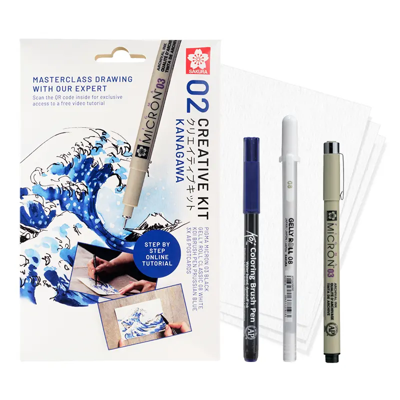 Zestaw artystyczny Sakura Great Wave of Kanagawa - Micron + Gelly Roll + Koi 01
