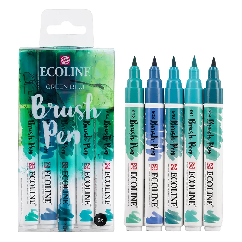 Markery Ecoline Brush Pen zestaw 5 szt. Green Blue 01