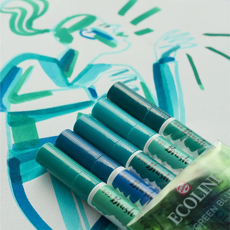 Markery Ecoline Brush Pen zestaw 5 szt. Green Blue 02