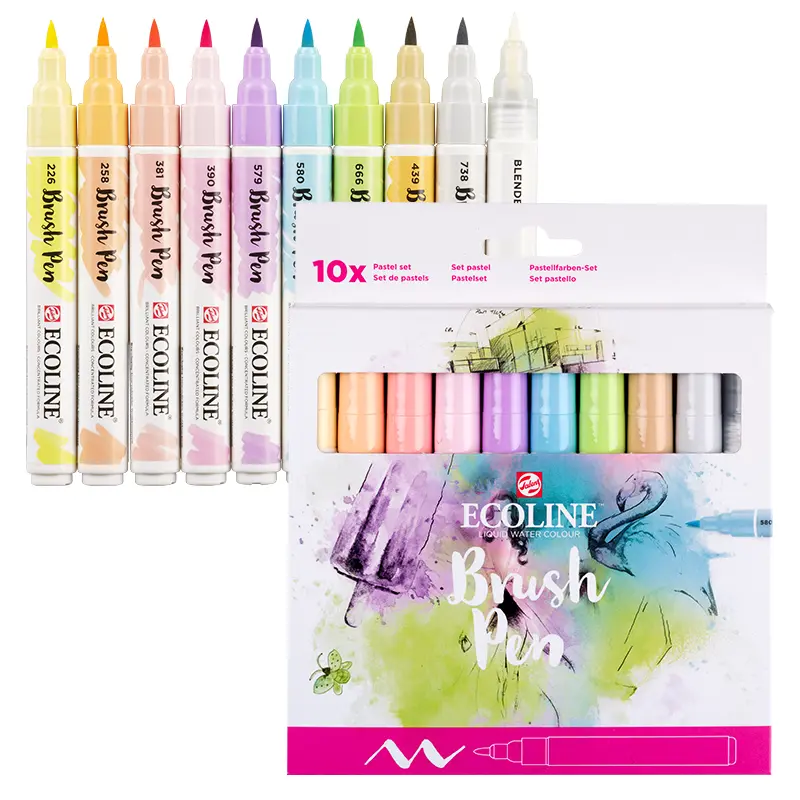 Markery Ecoline Brush Pen zestaw 10 szt. Pastel 01