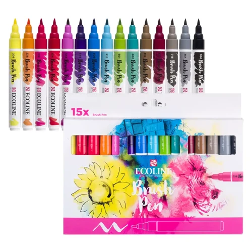 Markery Ecoline Brush Pen zestaw 15 szt. Primary