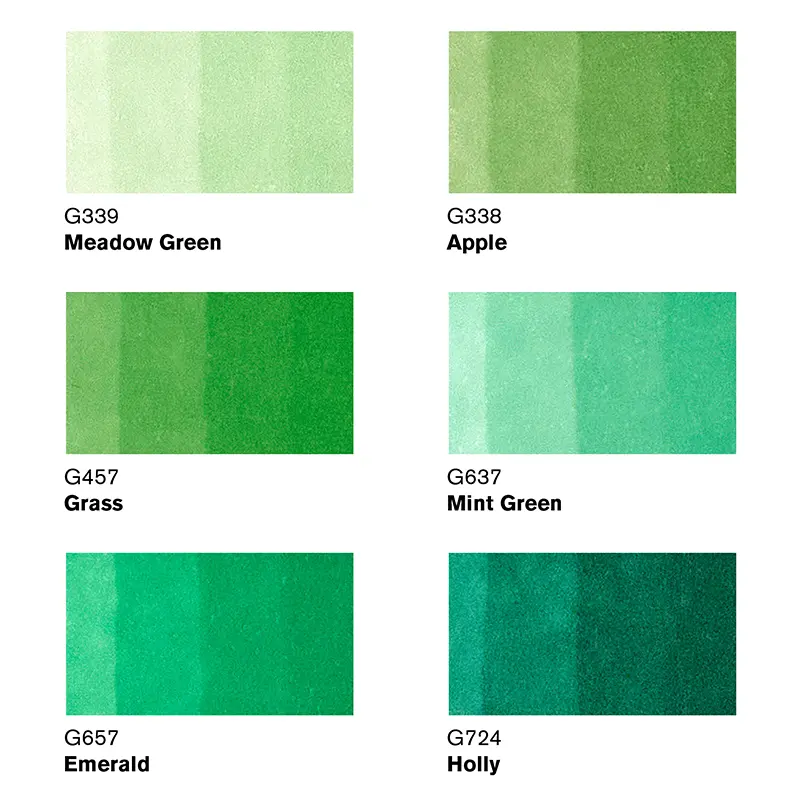Promarkery Winsor & Newton zestaw 6 szt. Green Tones 03