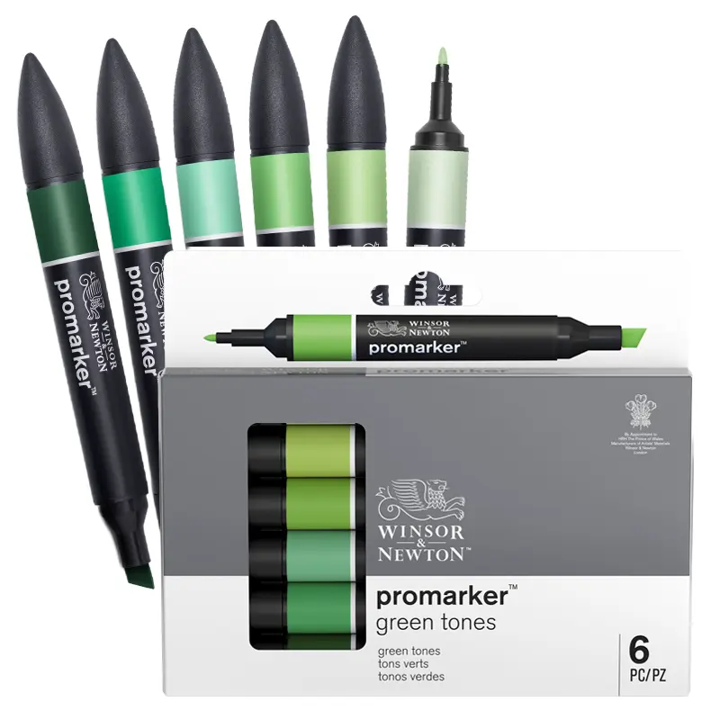 Promarkery Winsor & Newton zestaw 6 szt. Green Tones 01