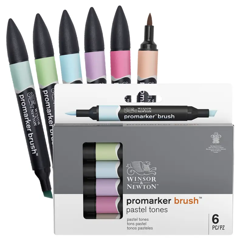 Promarkery Winsor & Newton Brush zestaw 6 szt. Pastel Tones 01