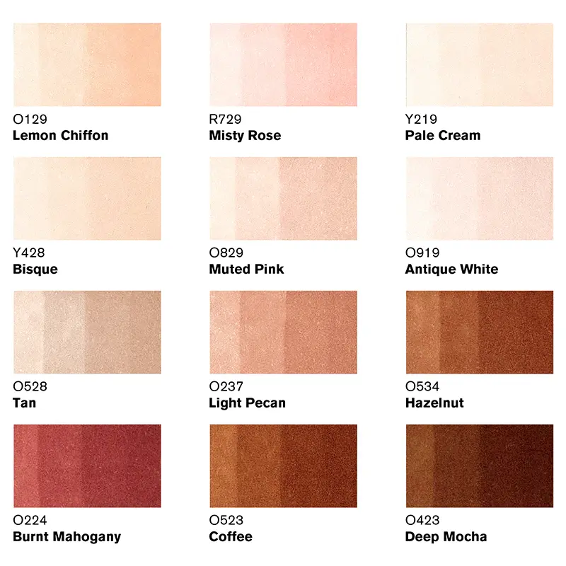 Promarkery Winsor & Newton zestaw 12 +1 szt. Skin Tones 03