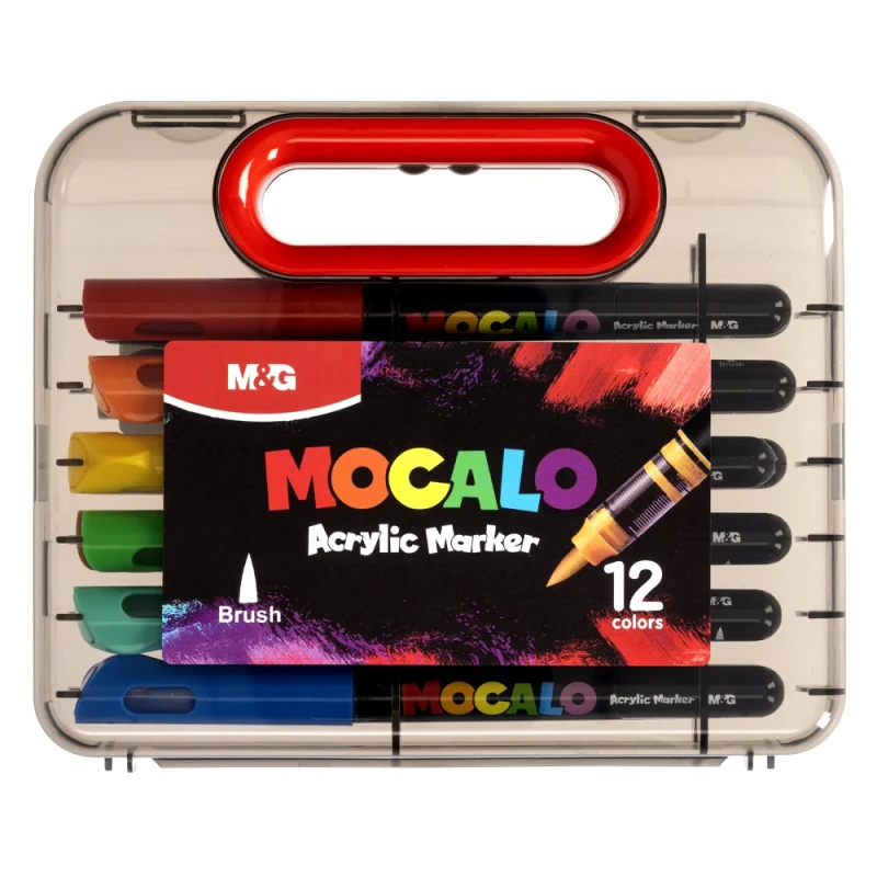 Zestaw markerów akrylowych pędzelkowych M&G Mocalo 12 szt. 01