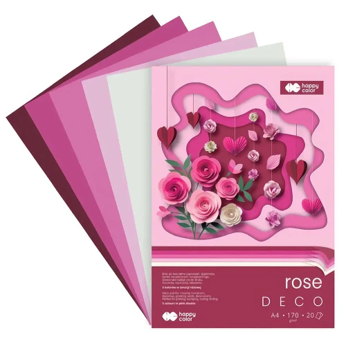 Blok Deco Happy Color Rose - A4, 170 g, 20 ark., 4 kol.