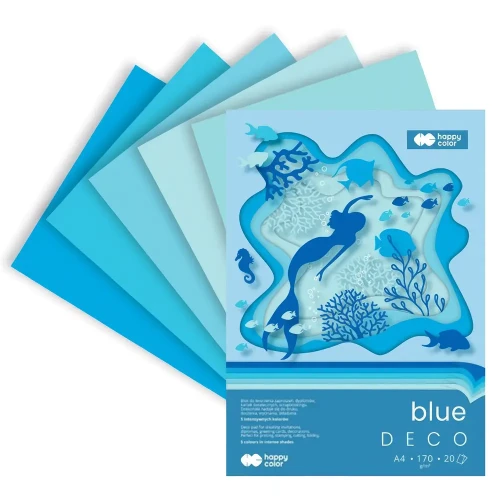 Blok Deco Happy Color Blue - A4 170 g, 20 ark., 5 kol. 