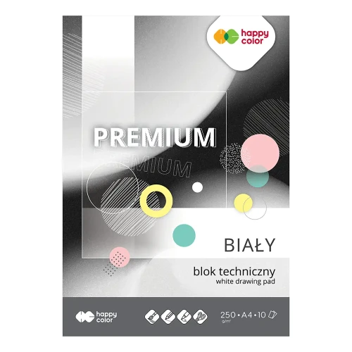 Blok techniczny biały Happy Color Premium - A4, 250 g, 10 ark.
