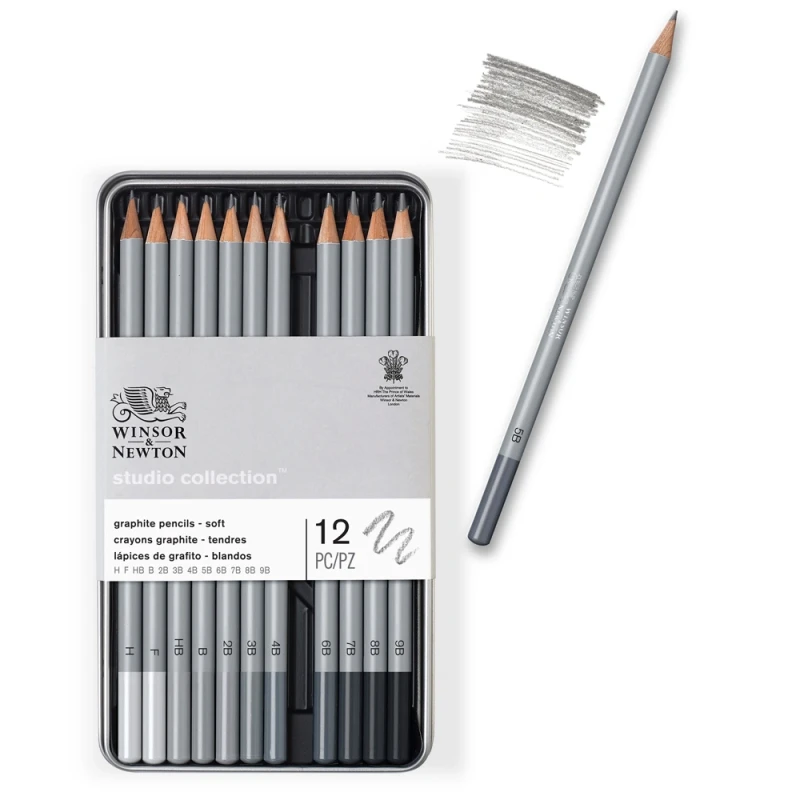Ołówki Winsor & Newton Studio Collection, zestaw 12 szt. -  Soft H-9B 04
