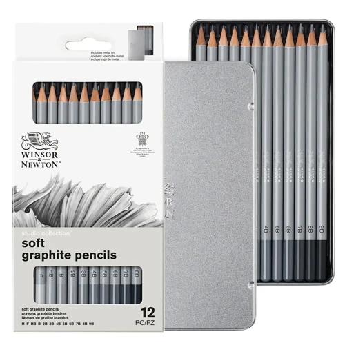 Ołówki Winsor & Newton Studio Collection, zestaw 12 szt. -  Soft H-9B