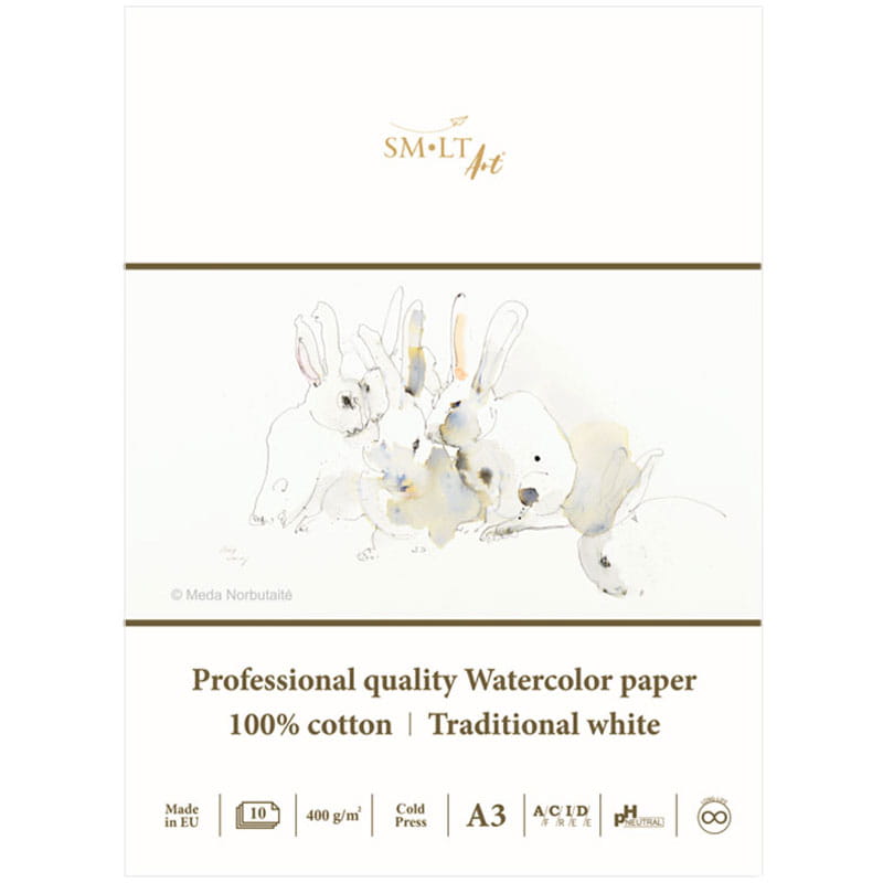 Blok do akwareli SMLT Professional Art Watercolor - A3, 400g, 10 ark., 100% bawełny  01