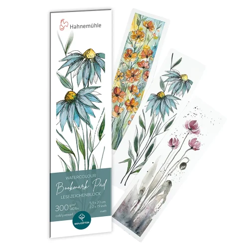 Blok do akwareli Hahnemühle Bookmark Pad - 5,5 x 20 cm, 300 g, 15 ark., 100% bawełny