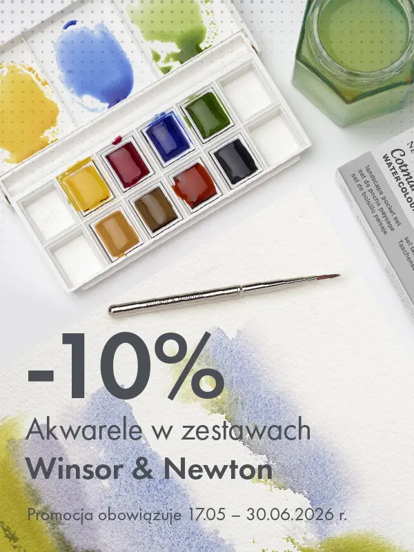 Baner promocyjny: 10% rabatu na akwarele w zestawach Winsor & Newton. Promocja 17.05–30.06.2026. Storm Plastyczny