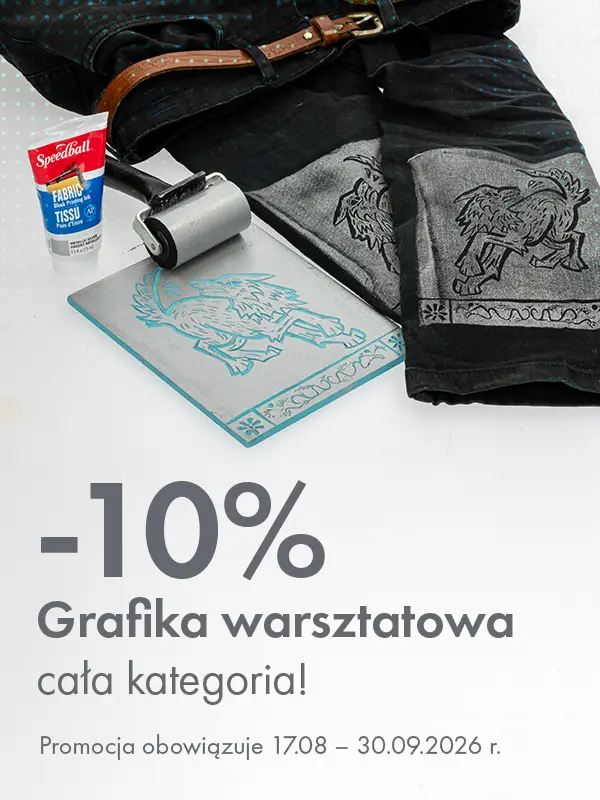 Baner promocyjny: 10% rabatu na grafikę warsztatową (cała kategoria). Promocja 17.08–30.09.2026. Storm Plastyczny