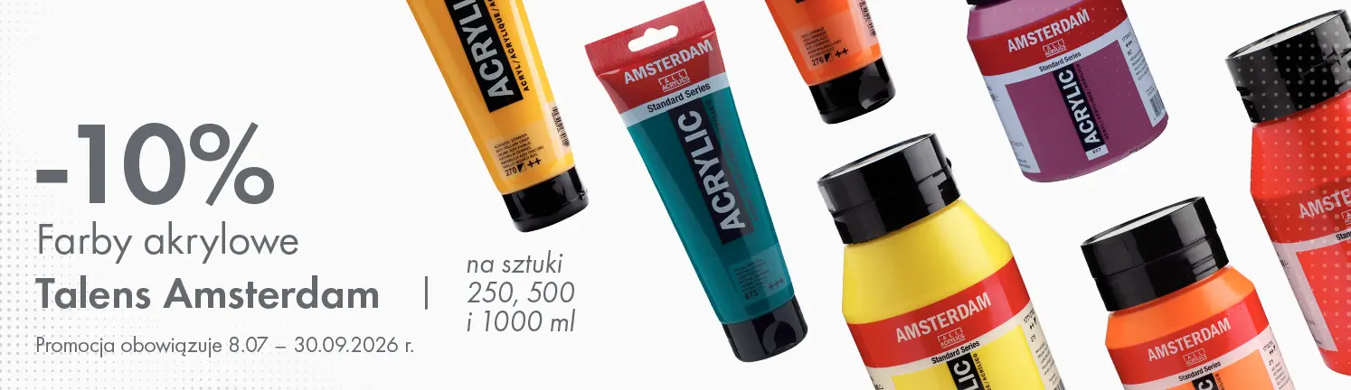 Baner promocyjny: 10% rabatu na farby Amsterdam 250, 500 i 1000 ml - 8.07.2026 - 30.09.2026. Storm Plastyczny