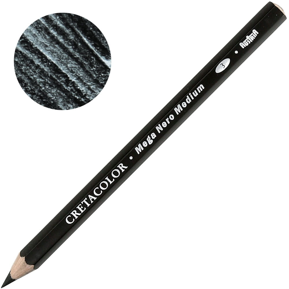 Cretacolor Matita Dura Nero Olio - Confezione 3 Pezzi, Impermeabile E Resistente Alle Macchie
