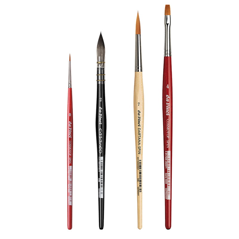 da Vinci Watercolor serie 5379 CosmoTop Spin Quill wasborstelset, synthetisch, meerdere maten, 2 penselen (serie 488) 2 stuks spin sable size 2